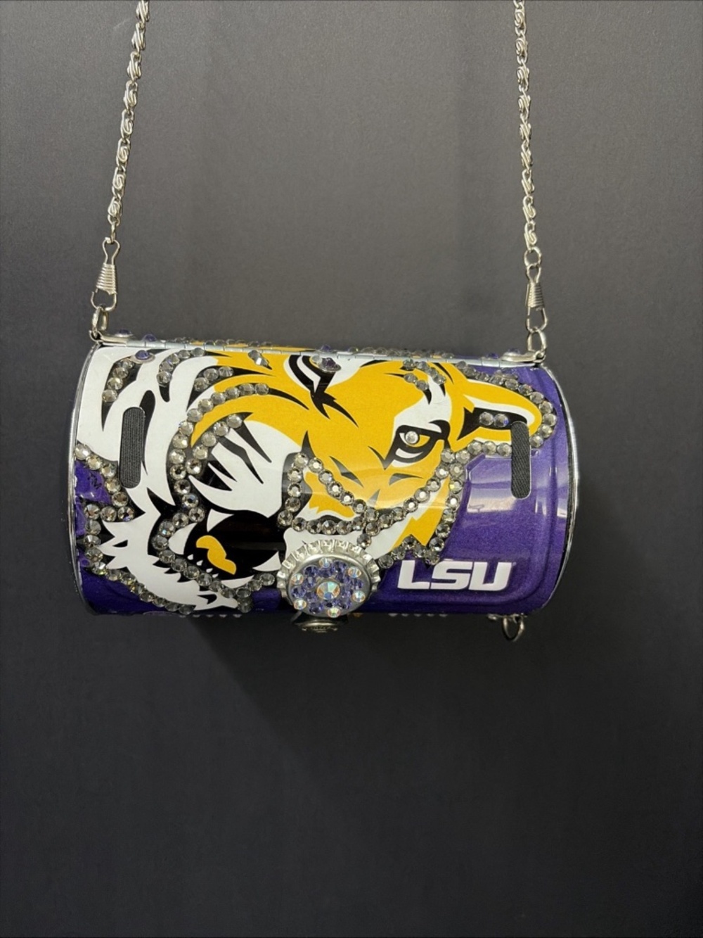 Littlearth LSU Metal License Plate Bag w/ Swarovski Crystals Y2K Vintage